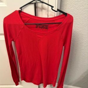 PINK Victoria's Secret Bold Red Long Sleeve Tee